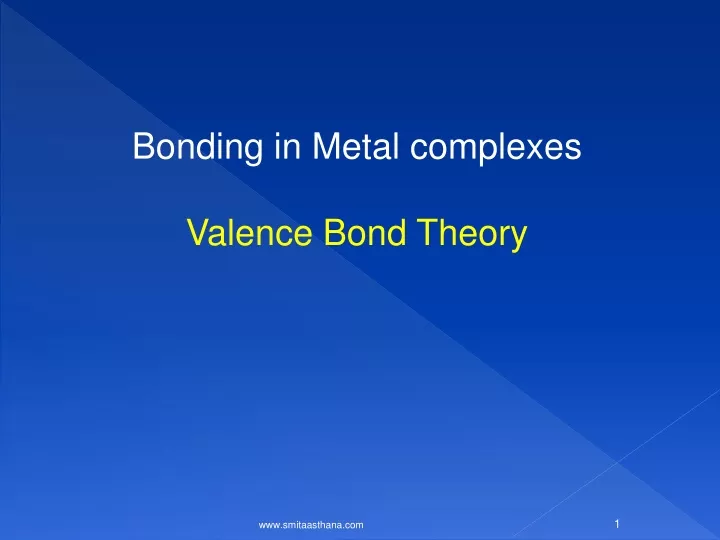 bonding in metal complexes valence bond theory