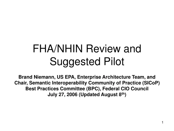 fha nhin review and suggested pilot