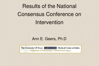 Results of the National Consensus Conference on Intervention