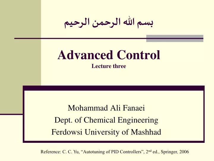 advanced control lecture three