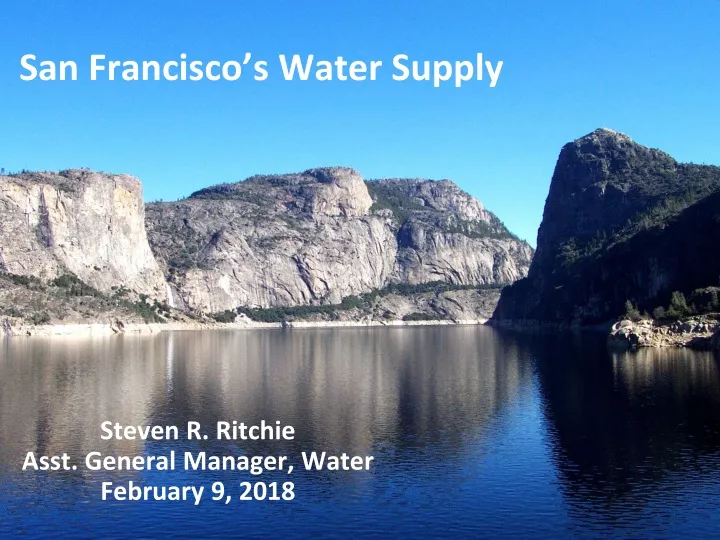 san francisco s water supply