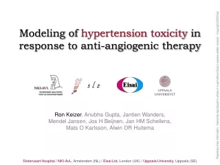 Modeling of  hypertension toxicity  in response to anti-angiogenic therapy