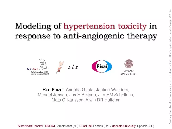 modeling of hypertension toxicity in response to anti angiogenic therapy