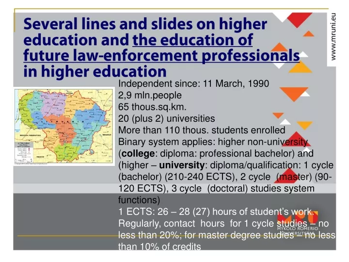 several lines and slides on higher education