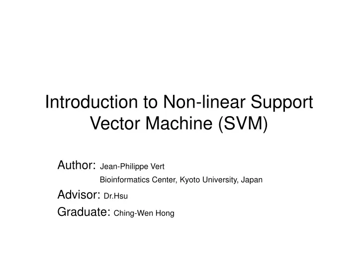 introduction to non linear support vector machine svm