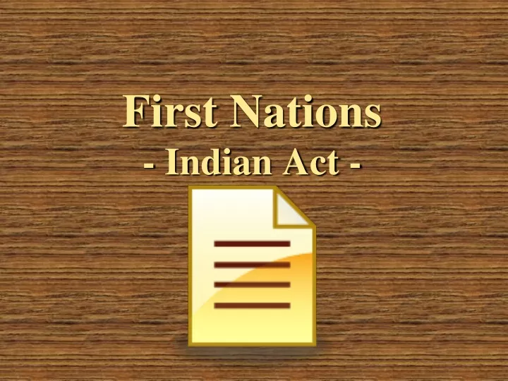 first nations indian act