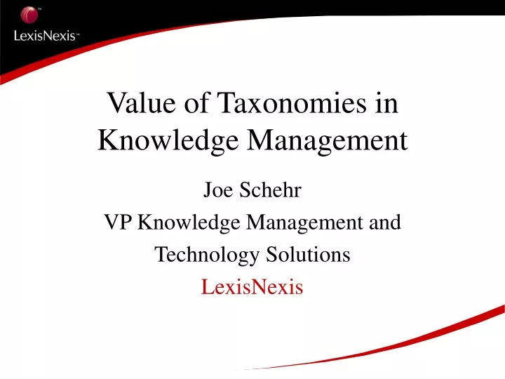 value of taxonomies in knowledge management