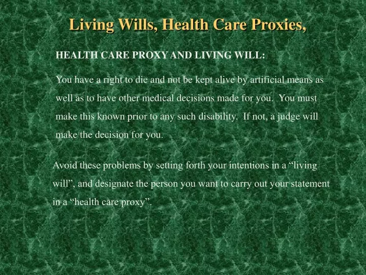 living wills health care proxies