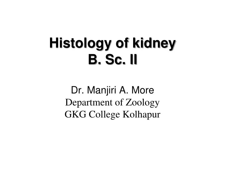histology of kidney b sc ii dr manjiri a more department of zoology gkg college kolhapur