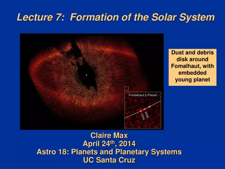 lecture 7 formation of the solar system