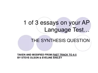 1 of 3 essays on your AP Language Test…