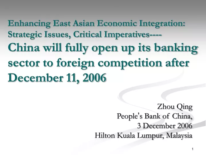 enhancing east asian economic integration