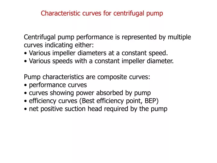 characteristic curves for centrifugal pump