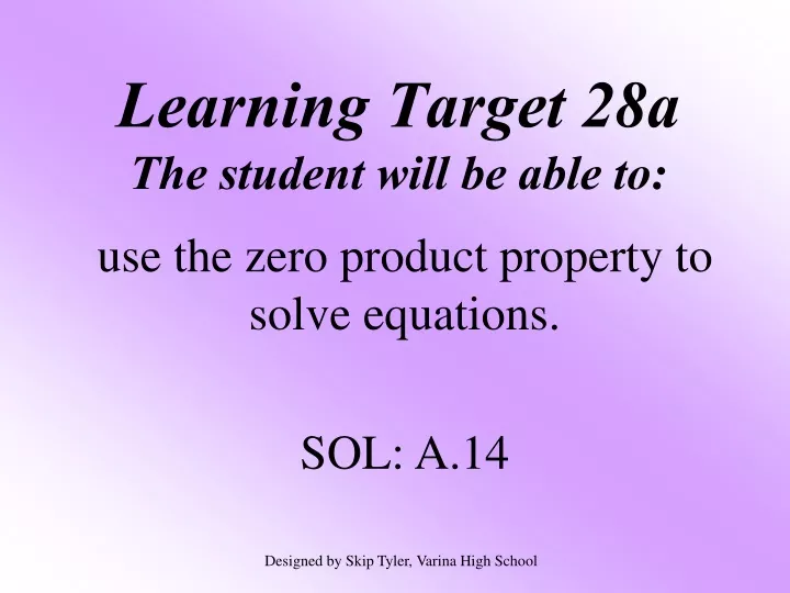 learning target 28a the student will be able to