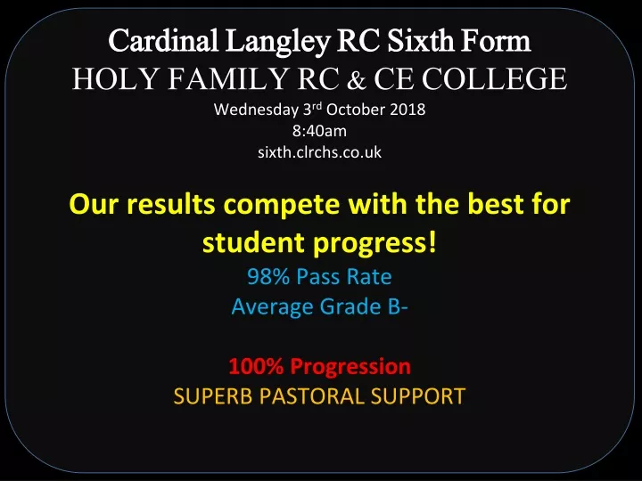 cardinal langley rc sixth form holy family