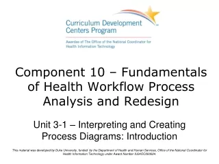 Component 10 –  Fundamentals  of Health Workflow Process  Analysis and Redesign