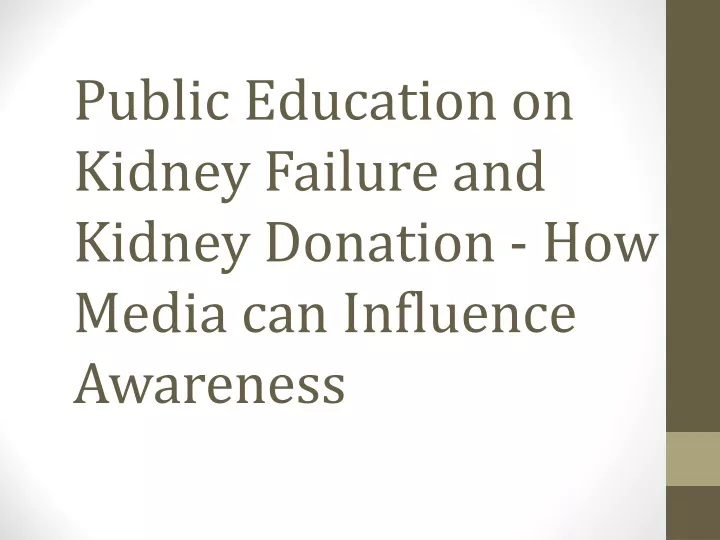 public education on kidney failure and kidney