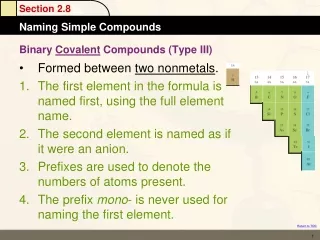 Binary  Covalent  Compounds (Type III)