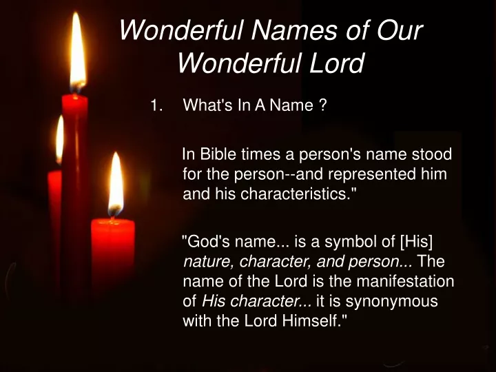 wonderful names of our wonderful lord