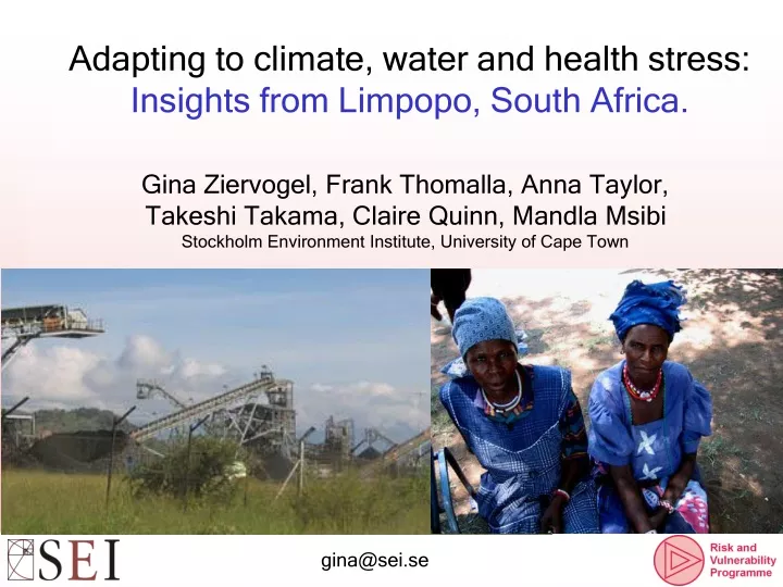 adapting to climate water and health stress insights from limpopo south africa