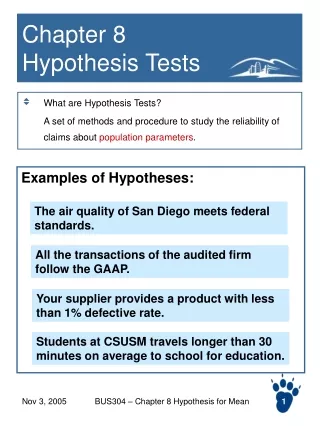 Chapter 8  Hypothesis Tests