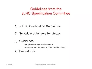 Guidelines from the sLHC Specification Committee