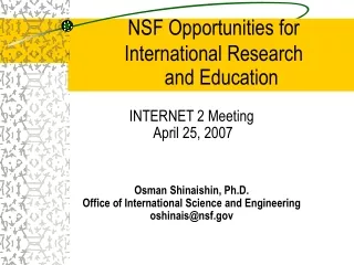 NSF Opportunities for International Research