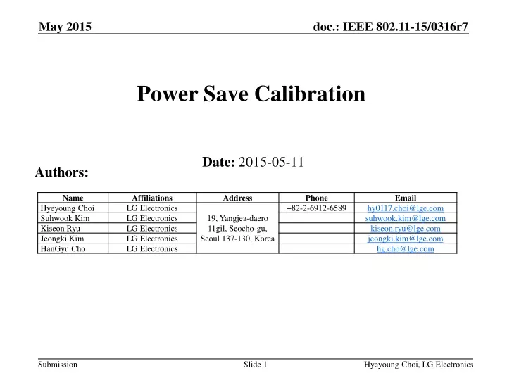 power save calibration