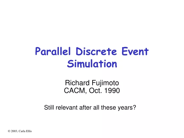 parallel discrete event simulation