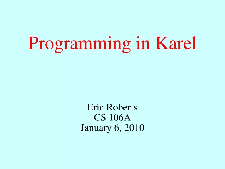 programming in karel