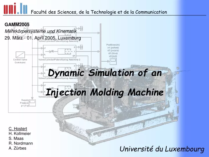 dynamic simulation of an injection molding machine