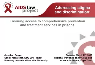 Ensuring access to comprehensive prevention and treatment services in prisons