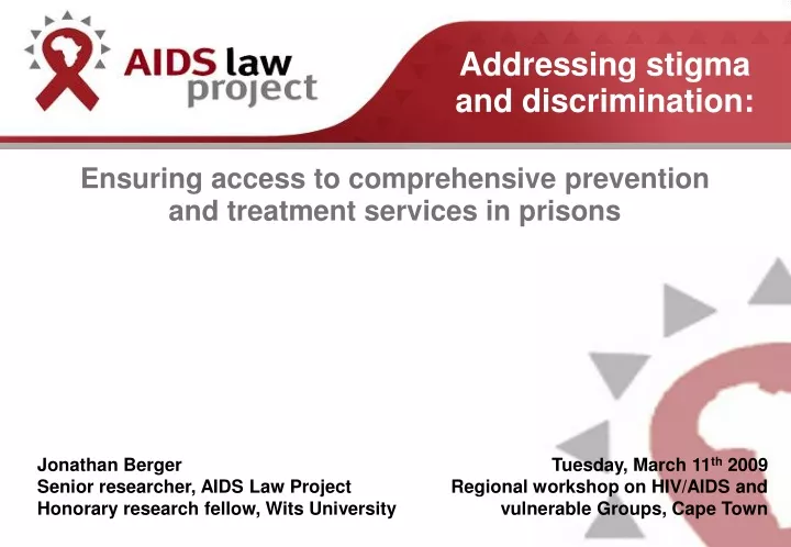 ensuring access to comprehensive prevention and treatment services in prisons