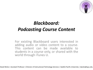 Blackboard:  Podcasting  Course Content