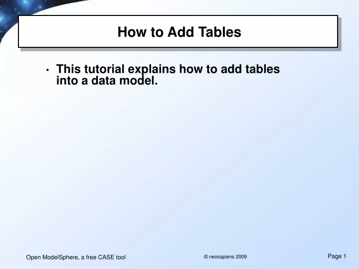 how to add tables