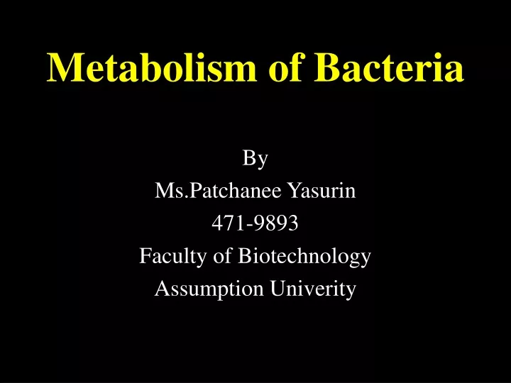 metabolism of bacteria