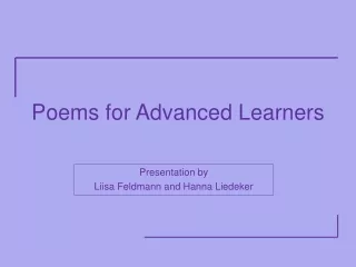 Poems for Advanced Learners