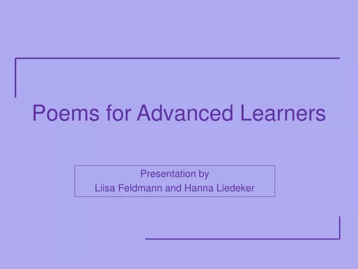 poems for advanced learners