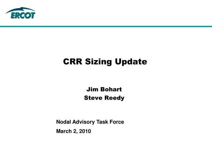 crr sizing update