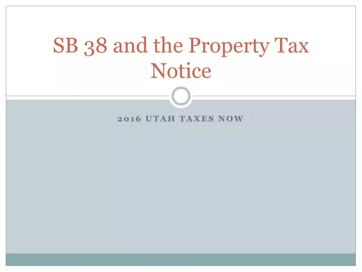 sb 38 and the property tax notice