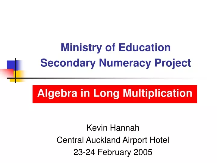 ministry of education secondary numeracy project