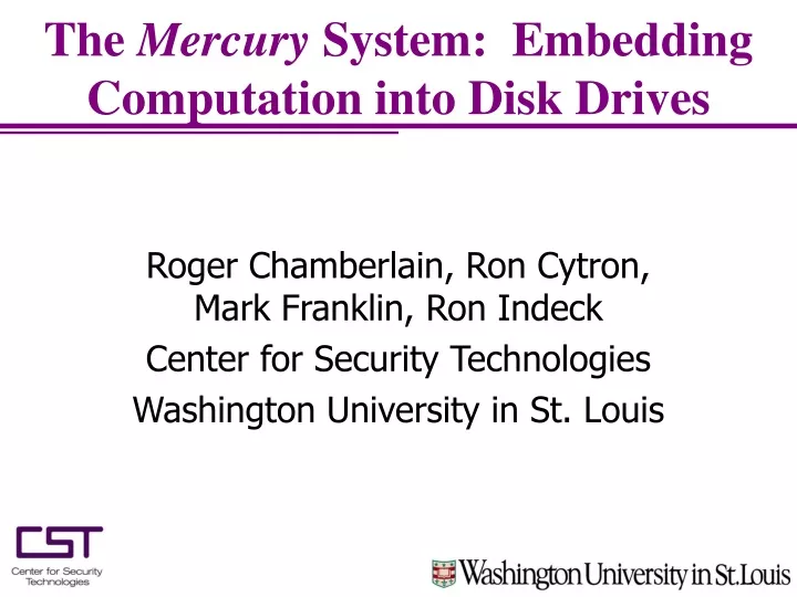 the mercury system embedding computation into disk drives