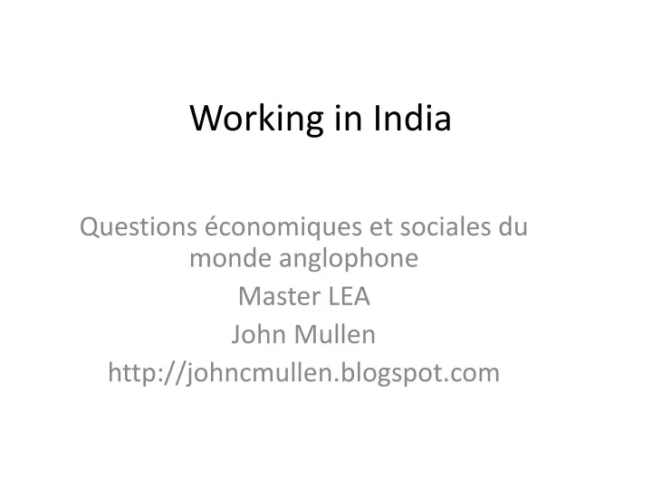 working in india