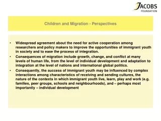 Children and Migration - Perspectives