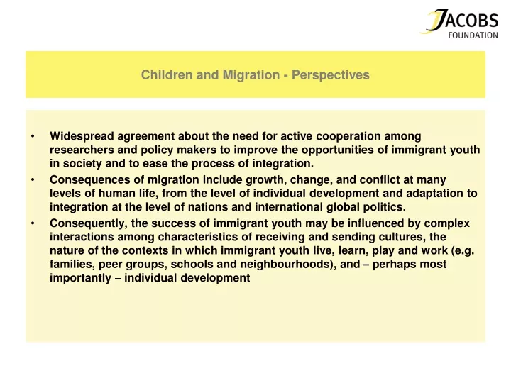 children and migration perspectives