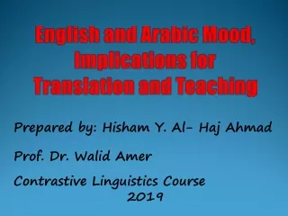 English  and Arabic Mood,  Implications  for Translation and Teaching