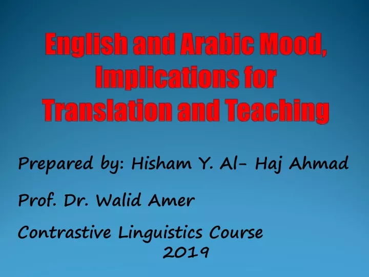 english and arabic mood implications for translation and teaching