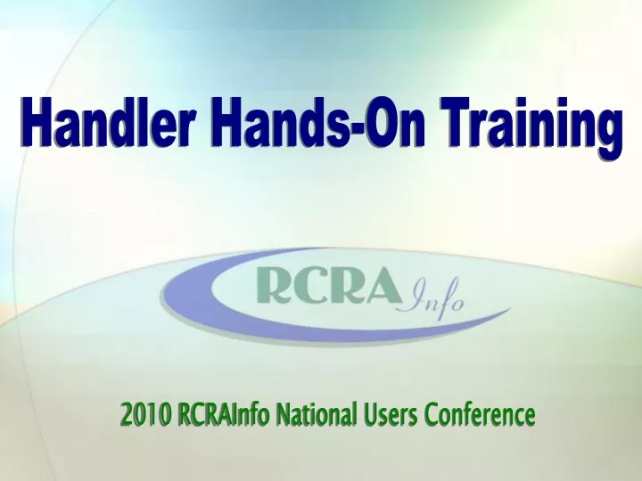 handler hands on training