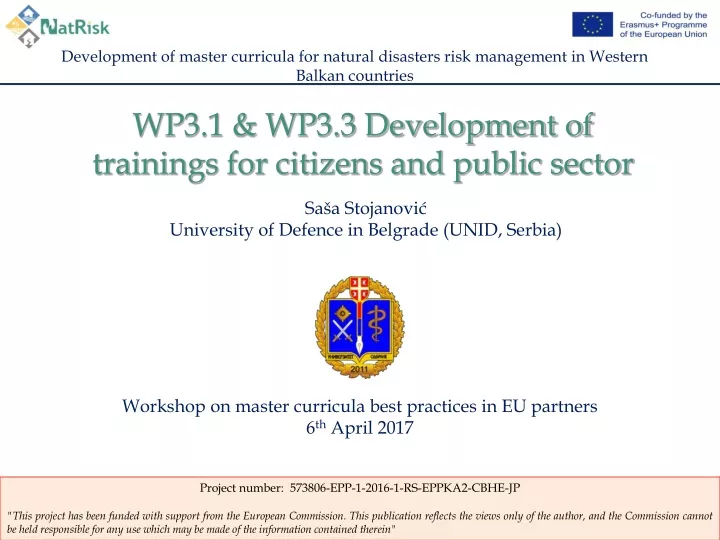 development of master curricula for natural disasters risk management in western balkan countries