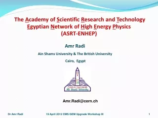 Amr Radi Ain Shams University &amp; The British University  Cairo,  Egypt